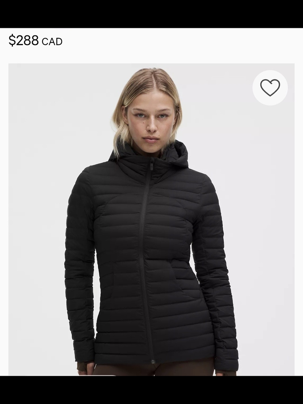 lululemon athletica Black Slim Quilted Hooded Puffer